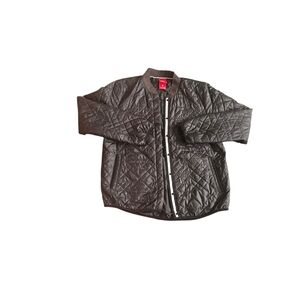 Nike Womens Black Quilted Puffer Bomber Jacket Snap Closer Size L